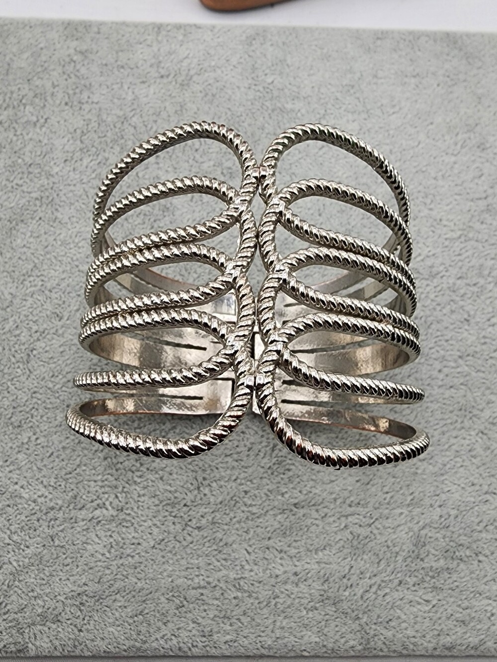 6.5in Silver Multi-Band Statement Cuff Bracelet